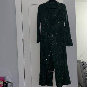 Sequin v-cut jumpsuit